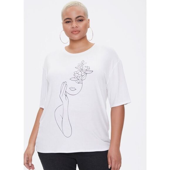 NWT Forever21 Line Art Graphic Tee - Picture 1 of 5